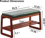 Solid Wood Shoe Bench, 2-Tier Wooden Entryway Bench, Modern Shoe Rack with Faux Leather Cushion for Hallway, Living Room (Green, 31.5'') - Image 3
