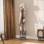 ELYKEN Coat Rack Freestanding, Metal Coat Rack Stand with Umbrella Holder, Modern Coat Tree with 12 Hooks, Floor Standing Corner Hall Tree for Entryway Living Room Bedroom Office, Black - Image 7