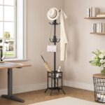 ELYKEN Coat Rack Freestanding, Metal Coat Rack Stand with Umbrella Holder, Modern Coat Tree with 12 Hooks, Floor Standing Corner Hall Tree for Entryway Living Room Bedroom Office, Black - Image 8