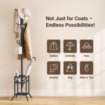 ELYKEN Coat Rack Freestanding, Metal Coat Rack Stand with Umbrella Holder, Modern Coat Tree with 12 Hooks, Floor Standing Corner Hall Tree for Entryway Living Room Bedroom Office, Black - Image 9