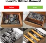 ANTOWIN Bamboo Drawer Dividers Organizers 16pcs, Expandable Drawer Separators Splitter, 17-22 inches Long Adjustable Spring-loaded Organizer for Large Utensil, Clothes, Tools Drawers (8+8) - Image 3