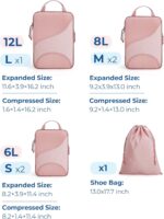 BAGSMART Compression Packing Cubes - 6 Set Travel Packing Cubes for Suitcases, Compression Suitcase Organizers with Shoe Bag - Image 3