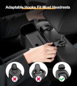 3-in-1 Car Organizers and Storage Box, Multifunctional Car Seat Back Storage Box with Tissue Holder, 2 Cup Holders & Purse Hooks, Back Seat Car Organizer for Kids and Travel (Black) - Image 3