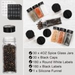 Tebery 30 Pack Glass Spice Jars Square Glass Bottles with Black Caps, 4oz Empty Spice Containers Shakers Complete Organizer Set Includes Wide Funnel and Labels - Image 3