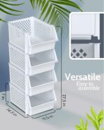 TidyFriend Stackable Storage Bins for Pantry, 4 Pack Stackable Bins For Organizing Food, Kitchen, and Bathroom Essentials (White) - Image 4