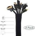 JOTO 4 Pack Cable Management Sleeve, 19-20 Inches Cord Organizer System with Zipper for TV Computer Office Home Entertainment, Flexible Cable Sleeve Wrap Cover Wire Hider System -Black - Image 3