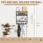 Mail and Key Holder Wall Mount, Entryway Wall Organizer with 11 Hooks and Wooden Shelf for Home Decor (Black) - Image 3