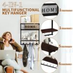 Mail and Key Holder Wall Mount, Entryway Wall Organizer with 11 Hooks and Wooden Shelf for Home Decor (Black) - Image 4