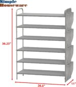Simple Houseware 6-Tier Shoe Rack Storage Organizer w/Side Hanging Bag, Grey - Image 4