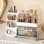Makeup Organizer with Drawers,Large Capacity Countertop Organizer for Vanity,Bathroom and Bedroom Desk Cosmetics Organizer,Easy To Storage Skincare,Brushes,Lotions,Lipstick (White) - Image 4