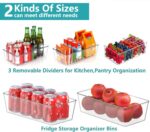 Set of 8 Clear Pantry Organizer Bins,4 Pack Stackable Fridge Organizer And 4 Pack Refrigerator Organizers and Storage with 3 Dividers,BPA-Free Spice Organization for Kitchen Cabinet - Image 4