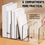 Sylfaen 2-Pack Clear Desktop File Organizer, Expandable Acrylic File Sorter Auto Rebound, Multifunction 5 Sections File Folder Holder for Magazines, Books, Letters, Papers, Notebooks - Image 4