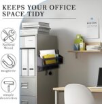 Magnetic Mail and Key Holder for Wall Fridge Wooden Mail Organizer with 5 Key Hooks for Home Bedroom Fridge Kitchen Decorative(Black) - Image 4