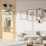 LUCYCAZ Adjustable Over The Door Hooks Organizer, Hanger Storage with 10 Coat Hooks & 2 Mesh Basket, Over The Door Towel Rack Organizer for Bathroom, Bedroom, Kitchen (White) - Image 4