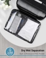 Maliton Toiletry Bag for Men & Women Travel Toiletry Bag Hanging Toiletry Bag Hygiene Organizer with 4 Compartments Waterproof Bathroom Shower Bag Large Toiletries Travel Bag(Black) - Image 5