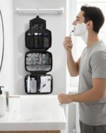 Maliton Toiletry Bag for Men & Women Travel Toiletry Bag Hanging Toiletry Bag Hygiene Organizer with 4 Compartments Waterproof Bathroom Shower Bag Large Toiletries Travel Bag(Black) - Image 6