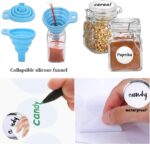 SPANLA Spice Jars, 12 Pack 4oz Small Glass Jars with Airtight Hinged Lid, With 12 Spice Labels & Silicone Funnels, Airtight Glass Jars for Spices, Art Craft Storage (12 Pack) - Image 4