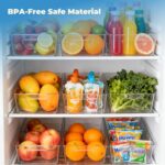 Stackable 4 Pack Pantry Storage Organizer Bins, Clear Plastic with 3 Removable Dividers, for Fridge, Snack, Organizer – BPA Free Perfect in Kitchen, Refrigerator - Image 3