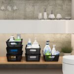Stackable Woven Plastic Basket, Storage Bins for Cabinet, Closet, Shelf, Under Sink and Countertop, Pantry Organizer Bins, 6 Pack - Image 5