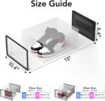 X-Large Shoe Storage Box, 15 Pack Clear Plastic Stackable Shoe Organizer for Closet, Interlocking Design Shoe Container Bins for Sneakers, Foldable Shoe Rack with Lids, Black - Image 3