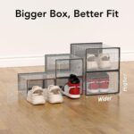 X-Large Shoe Storage Box, 15 Pack Clear Plastic Stackable Shoe Organizer for Closet, Interlocking Design Shoe Container Bins for Sneakers, Foldable Shoe Rack with Lids, Black - Image 4