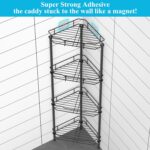 4 Tier Floor Standing Corner Shower Caddy Organizer Shelf with Hooks, Bathroom Shelves Stand Rack, Black - Image 3