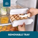 Egg Container Holders Dispenser for Refrigerator 40 Eggs, 2 Tier Clear Stackable Holder Tray with Drawer for Fridge, Storage Container with Handles for Refrigerator, Countertop - Image 4