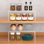Cabinet Storage Shelf Rack Set of 2, Medium (13 x 9.4 inch) Rustproof Metal Wire Kitchen Cabinet Organizer and Storage, Cupboard Spice Shelf Rack for Plate, Dish, Counter & Pantry Organization - Image 3