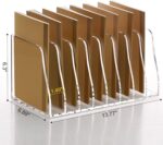 SANRUI Acrylic Desk File Organizer, 8 Vertical Compartments Clear Magazine File Holder Workspace Sorters, Folder Rack for Office Accessories Organization Storage - Image 3
