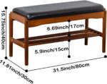 Shoe Bench, Entryway Bench, Wood 2-Tier Shoe Rack with Cushion Padded Seat Shoe Organizer (31.5",Black) - Image 3