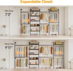 W4 Industrial Pipe Clothing Rack Wall Mounted Closet System Expandable Clothes Rack for Hanging Clothes, Heavy Duty Garment Rack Adjustable for Walk in Closet, Black - Image 3