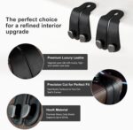 CoBak Purse Hook for Car - Universal Premium Stitched Leather and Aluminum-Magnesium Alloy Double Car Seat Back Storage Hook for Purses, Handbags, Bags (2 Pack),Black - Image 3