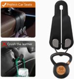 CoBak Purse Hook for Car - Universal Premium Stitched Leather and Aluminum-Magnesium Alloy Double Car Seat Back Storage Hook for Purses, Handbags, Bags (2 Pack),Black - Image 5