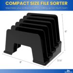 1InTheOffice Plastic Incline Desktop File Sorter, 5 Compartments, Black - Image 4
