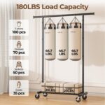 Clothes Rack, Clothing Rack for Hanging Clothes, Rolling Garment Rack Sturdy Coat Rack Portable Wardrobe Rack Metal Closet Rack for Bedroom Laundry Living Room, Black - Image 3