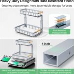 Under Sink Organizer, 2 Packs 2 Tier Under Sink Organizers and Storage, Slide out Pull out Cabinet Organizer Shelf, Metal Sliding Drawer for Kitchen Bathroom Pantry Closet Rack(Grey) - Image 5