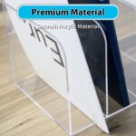 Jumyee Acrylic Magazine File Holder, Vertical Desk File Organizer Sorter with 4 Compartments, Clear Mail Organizer Office Organization Storage Binder Holder for Desk, Magazine, Books - Image 4