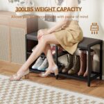 ZHOOGE Shoe Bench & Rack Storage Bench - Entryway Bench with Seat Cushion, Stable Organizer for Entryway & Living Room, Holds Up to 300 lb, (35" L x 12" W x 17" H, Black) - Image 4