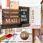 Key and Mail Holder for Wall with 2 Double Key Hooks with Black Board Floating Shelf Rustic Wood Decorative Hanger for Entryway, Storage, Living Room, Hallway, Kitchen (Dark Brown) - Image 3