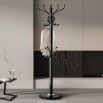 Kertnic Freestanding Coat Rack with 18 Hooks & Marble Base - Heavy Duty Metal Hall Tree Stand for Entryway, Hats, Coats, Bags Rack- Modern Hanger Organizer for Home, Office, Dorm (18 hooks -Black) - Image 3
