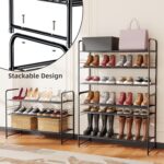 SUFAUY 3-Tier Shoe Rack, Closet Metal 33" Wide Shoe Rack Organizer Heavy Duty, Stackable, Black - Image 4
