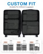 BAGSMART Compression Packing Cubes for Travel, 6 Set Packing Cubes for Carry on Suitcases, Compression Travel Cubes & Suitcase Organizer for Packing with Shoe Bag Black - Image 4