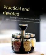 Kitchen rotating spice rack storage set, 360 degree rotating bracket, 6 glass jars, blank labels, space saving storage solution, suitable for kitchen and table use - Image 3