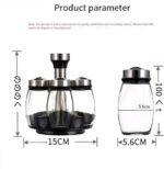 Kitchen rotating spice rack storage set, 360 degree rotating bracket, 6 glass jars, blank labels, space saving storage solution, suitable for kitchen and table use - Image 4
