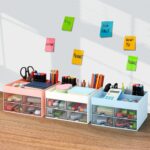 LETURE Desktop Organizer with Drawer, Accessories Stationary Organizer Desk Caddy, Pen/Pencil/Business Card/Sticky Note Tray/Paperclip Holder Storage Box (White) - Image 3