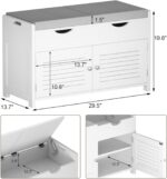 ChooChoo Shoe Storage Bench with Lift Top Storage, Entryway Bench with 2 Cushioned Seats, 3 Compartments, Adjustable Shelf, Shoe Cabinet for Entryway, Bedroom, Living Room, White - Image 3