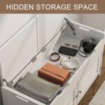 ChooChoo Shoe Storage Bench with Lift Top Storage, Entryway Bench with 2 Cushioned Seats, 3 Compartments, Adjustable Shelf, Shoe Cabinet for Entryway, Bedroom, Living Room, White - Image 5