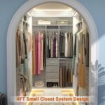 4FT Small Closet System with 3 Fabric Drawers, 48'' Closet Organizer System With 3 Adjustable Shelves, Flexible Built-In Clothes Garment Rack for Small Space, 48" L x 13" W x 71" H, Grey - Image 3