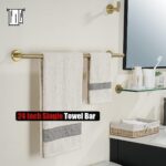 JQK Bath Towel Bar, 27 Inch Brushed Light Gold Towel Rack Bathroom, 304 Stainless Steel Thicken 0.8mm Towel Holder Wall Mount, Useable Length 24 Inch, TB110L24-BG - Image 4