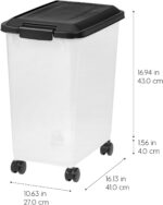 IRIS USA Dog Food Storage Container, 2 Pack, Up to 30 lbs Each, Airtight Seal for Freshness, Wheels for Rolling, Easy One Hand Opening, Made in USA, BPA Free, Clear/Black - Image 3